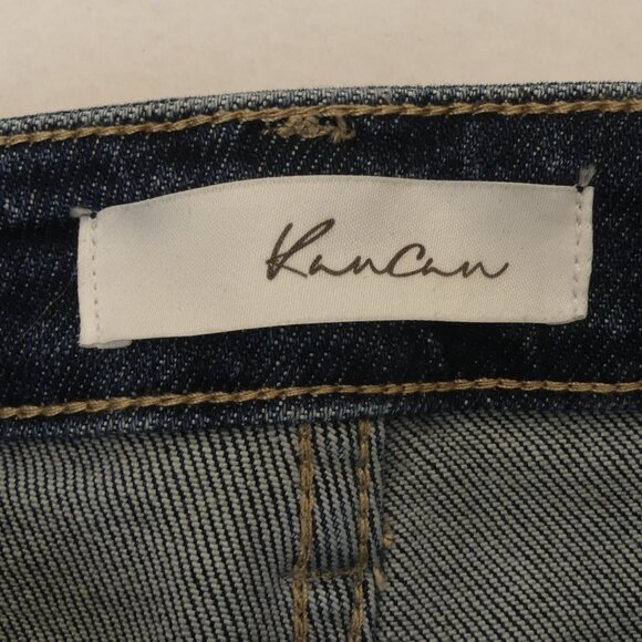 KanCan 7/27 Kimmie High Rise Split Frayed Hem Flare Blue Jeans - Picture 7 of 11